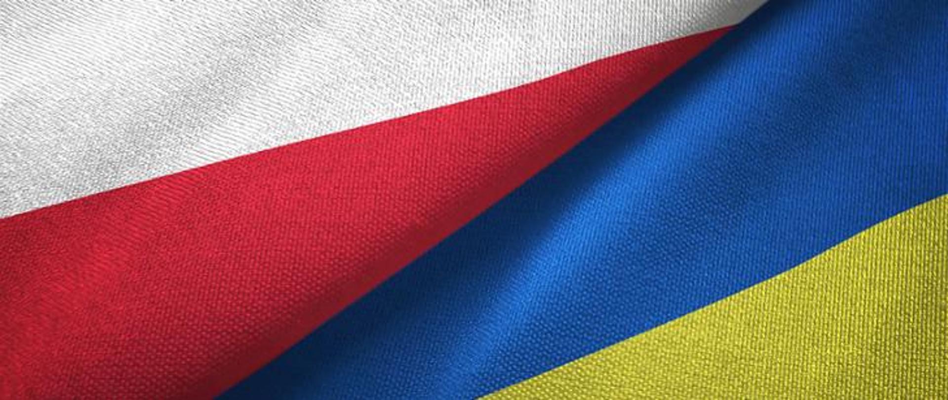 Flagi Polski i Ukrainy