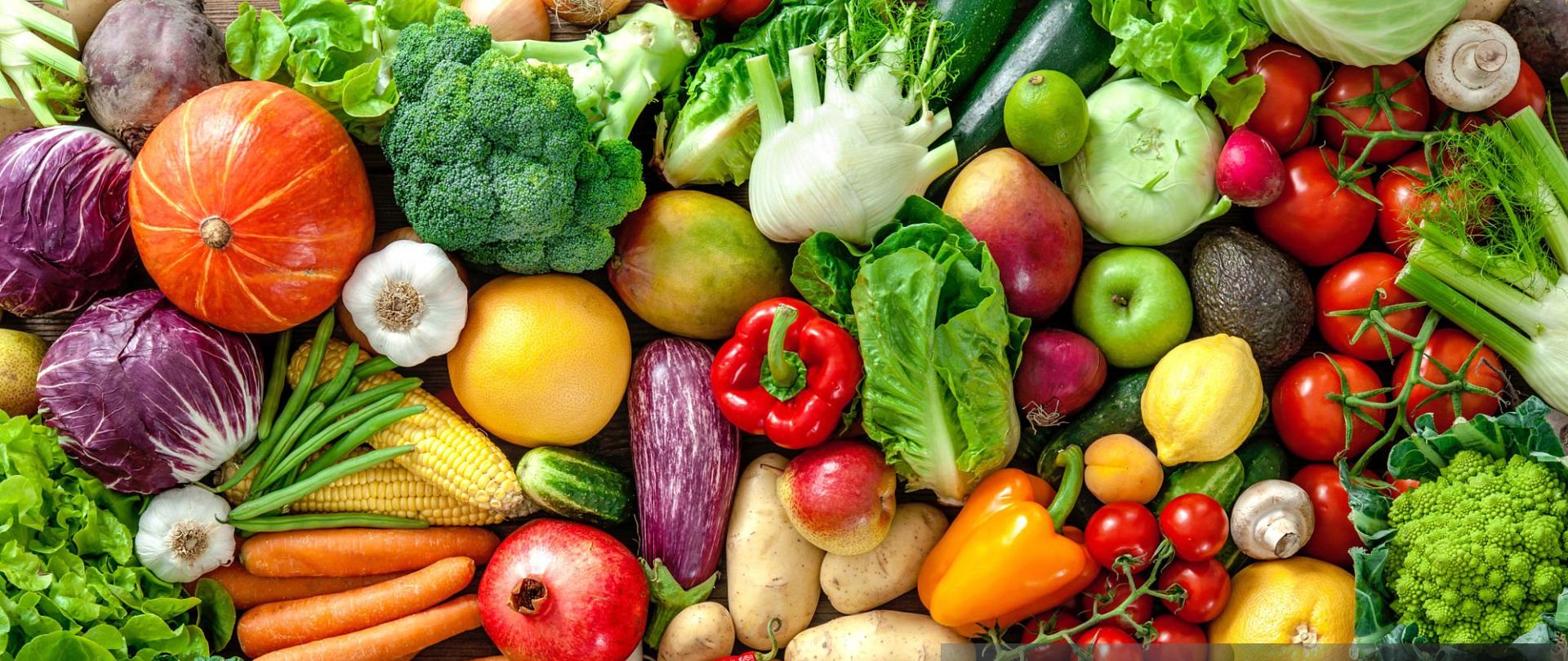 Assortment of fresh fruits and vegetables