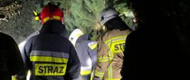 Strażacy OSP prowadzący działania ratownicze podczas ćwiczeń "MOCZARY 2023"