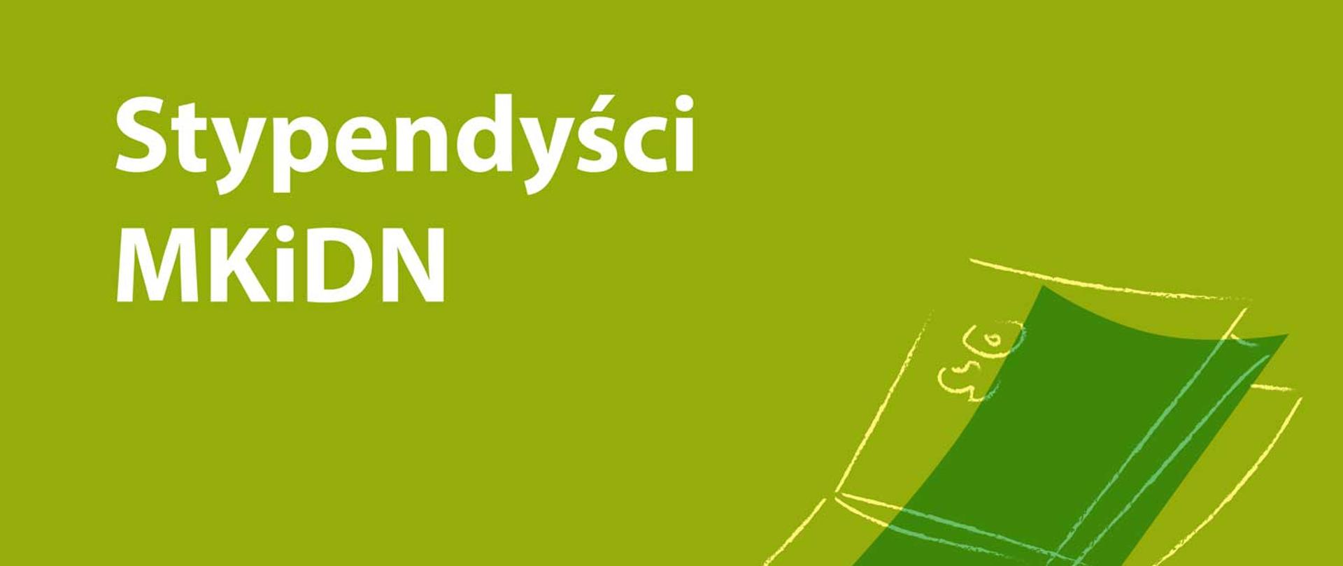 Biały napis na zielonym tle