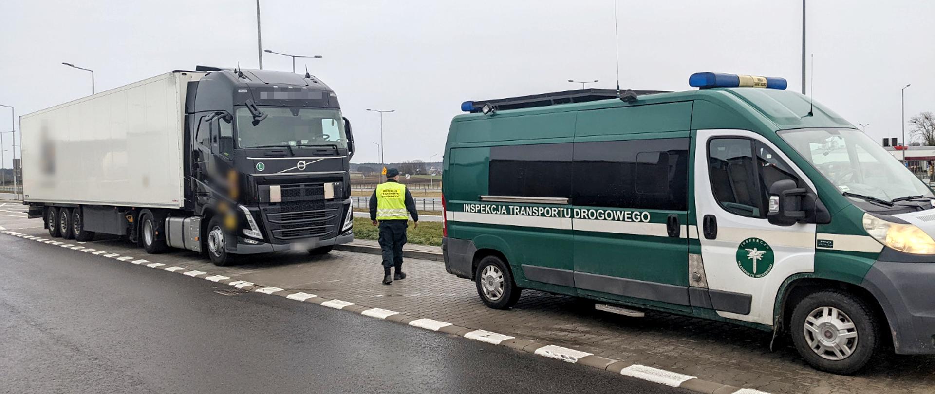 Inspektorzy podczas działań kontrolnych na S61 zatrzymali w Rudnikach (podlaskie) kierowcę ciężarówki, którą realizowany był międzynarodowy przewóz na trasie z Rosji do Francji