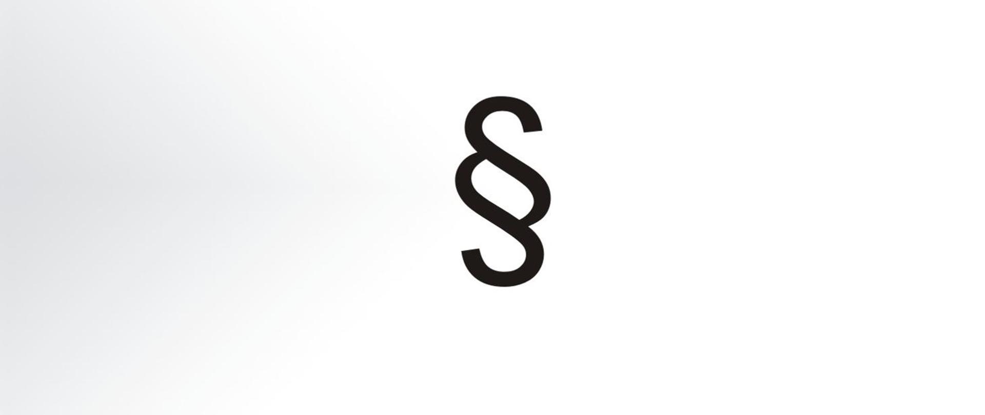 Ilustracja przedstawia symbol paragrafu na białym tle