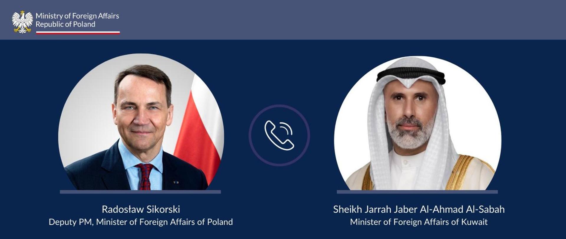 Zdjęcie Ministra Radosława Sikorskiego i zdjęcie Ministra Spraw Zagranicznych Kuwejtu