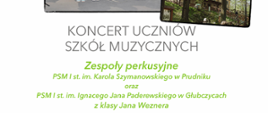 Baner z informacją o koncercie uczniów szkół muzycznych w Prudniku i Głubczycach