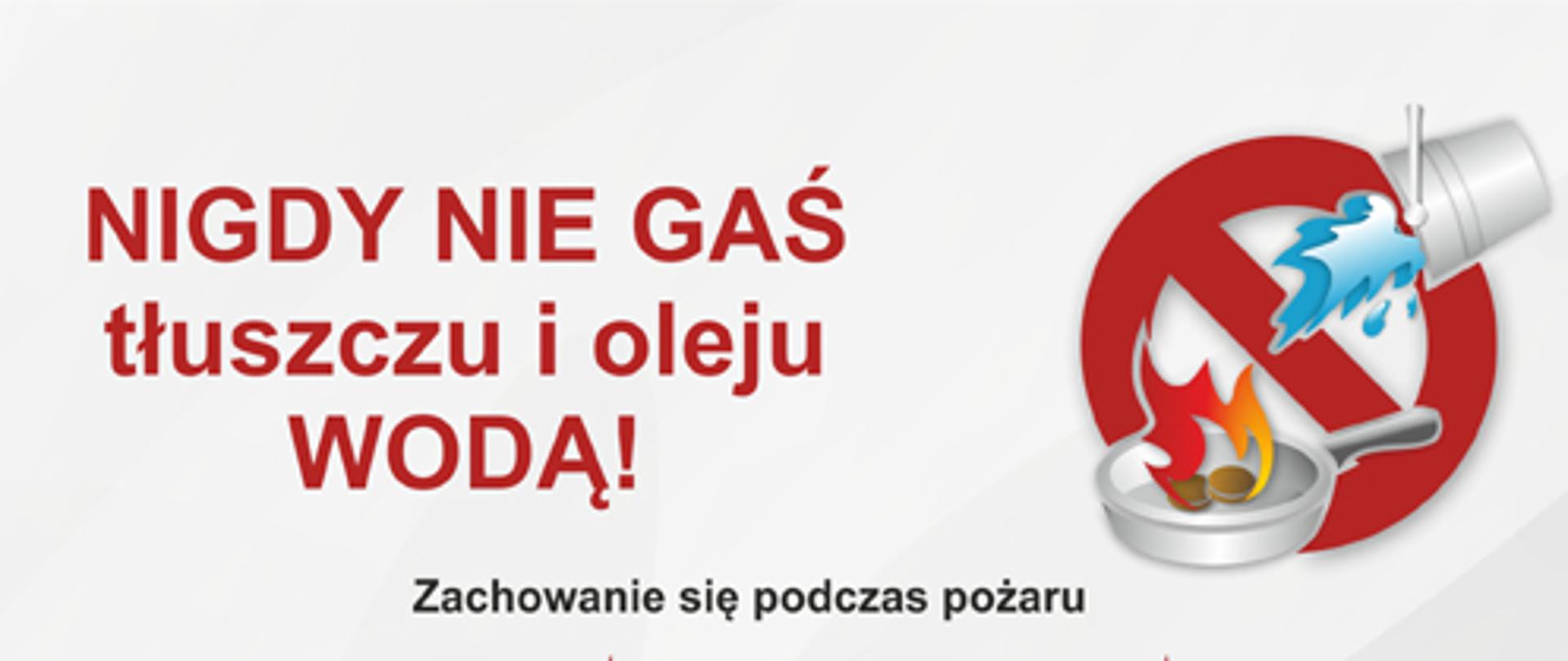 Obraz ilustrujący niebezpieczeństwo związane z gaszeniem tłuszczu i oleju wodą