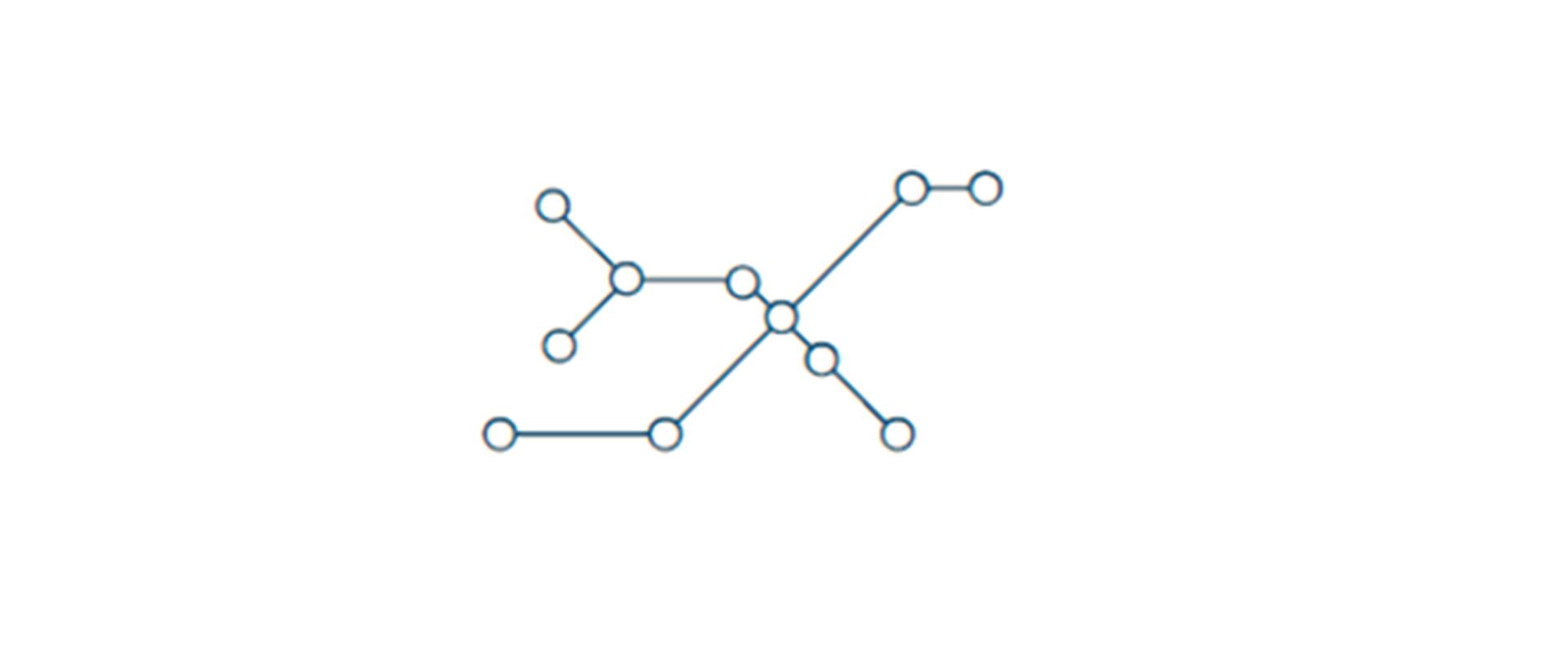 Rysunkowa grafika poglądowa przedstawiająca kropki połączone ze sobą liniami 