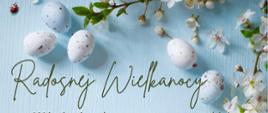 Życzenia Wielkanocne. Zdjęcie przedstawia kartkę świąteczną wraz z życzeniami od Komendanta Powiatowego Państwowej Straży Pożarnej w Radziejowie,