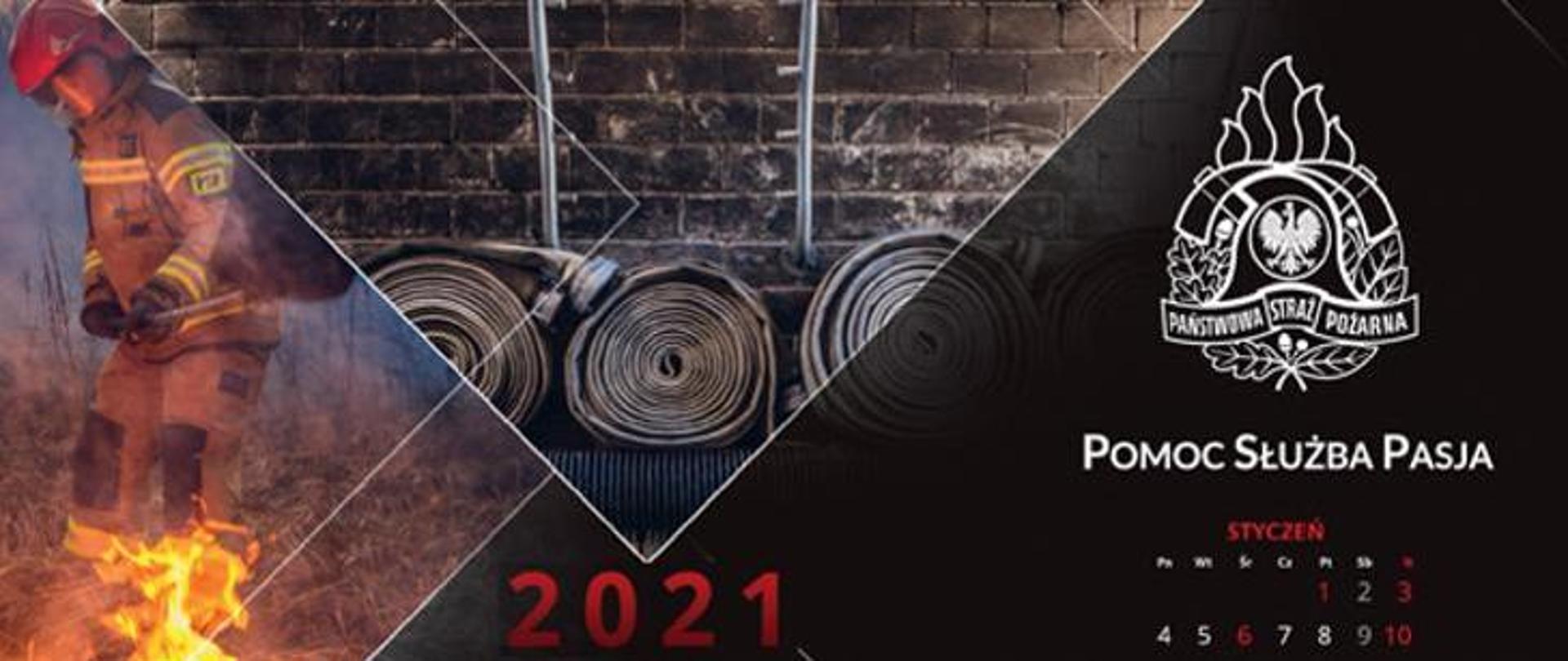 Na zdjęciu widać grafikę kalendarza PSP na 2021 rok 