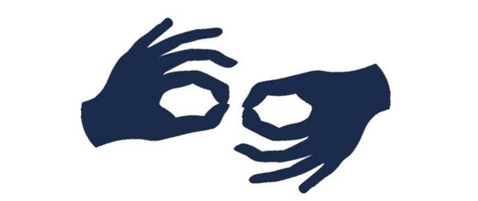 Zdjęcie przedstawia symbol języka migowego