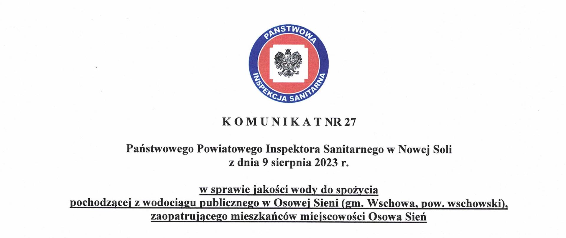 Komunikat nr 27 Osowa Sień