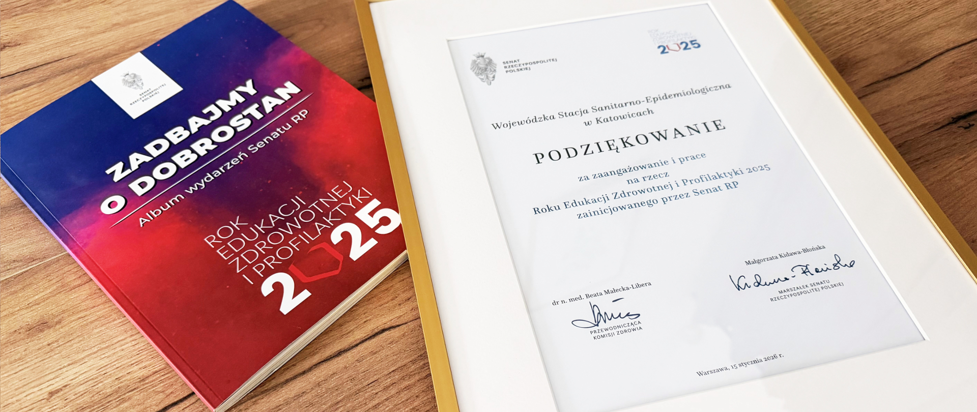podziękowanie za zaangażowanie na rzecz Roku Edukacji Zdrowotnej i Profilaktyki 2025