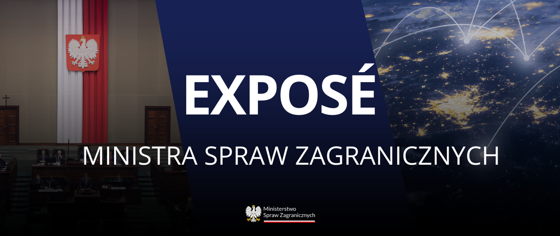 Grafika z napisem: Expose Ministra Spraw Zagranicznych