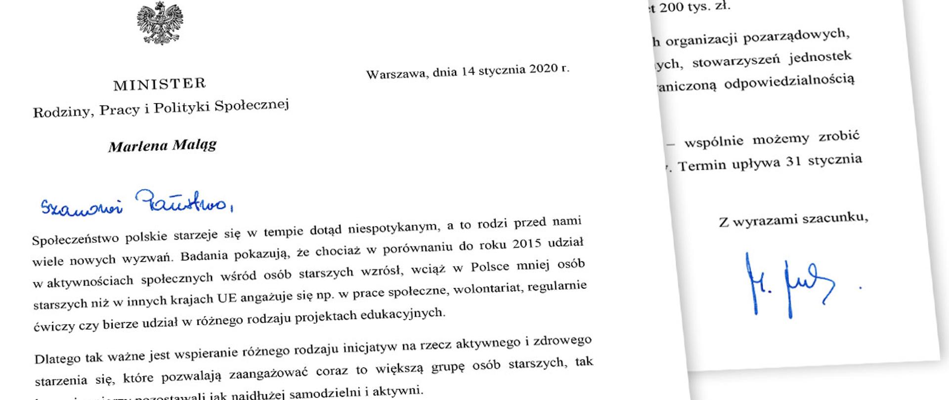 List Marleny maląg - emerytura