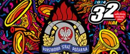 Zdjęcie przedstawia logotyp WOŚP i logo Państwowej Straży Pożarnej.
Tło zdjęcia ciemne.
