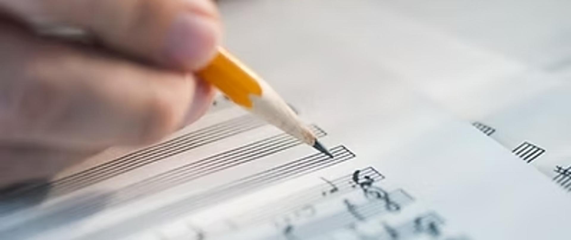 grafika pięciolinia, nuty, pisanie