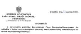 Informacja publiczna o sporządzeniu projektów ZPO-R