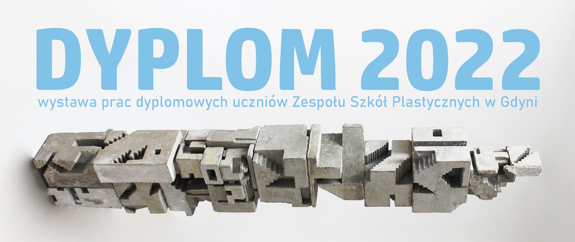 Pozioma kompozycja plakatu informująca o wystawie prac dyplomowych