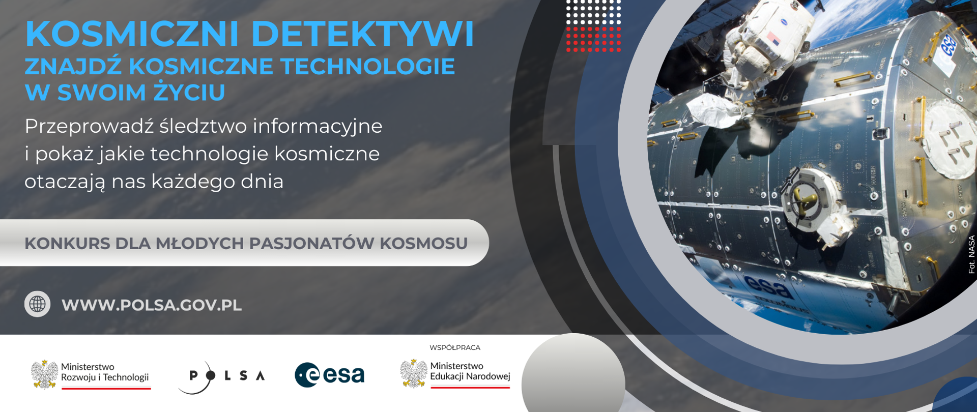 Grafika informacyjna dotycząca konkursu "Kosmiczni detektywi".