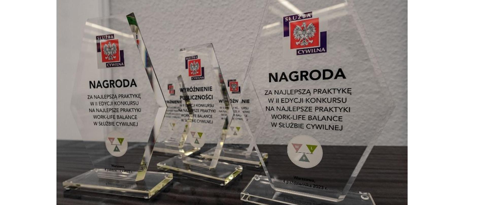 Statuetki dla laureatów Konkursu Szefa Służby Cywilnej na najlepsze praktyki work-life balance w służbie cywilnej