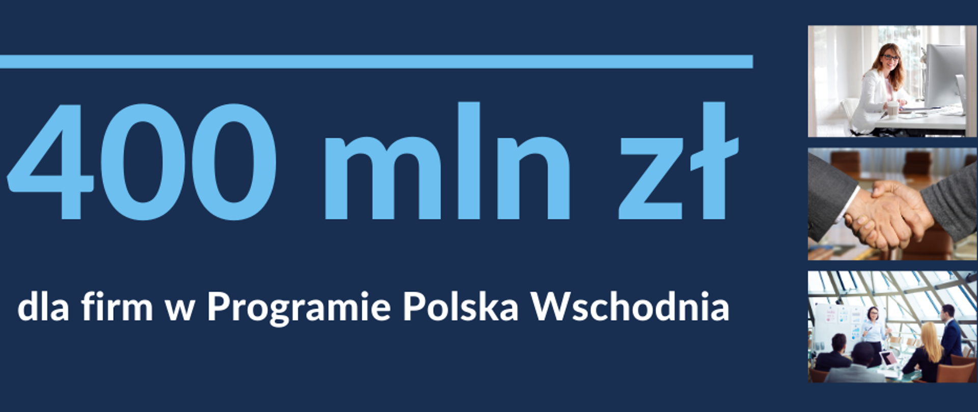 Grafika z napisem 400 mln zł dla firm w Programie Polska Wschodnia