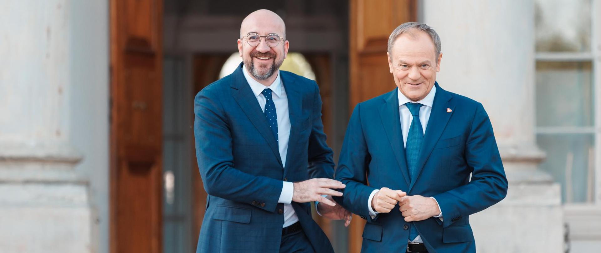 Premier Donald Tusk z Charlesem Michelem.