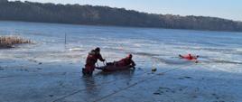 ćwiczenia z ratownictwa lodowego na jeziorze kuźnickim.