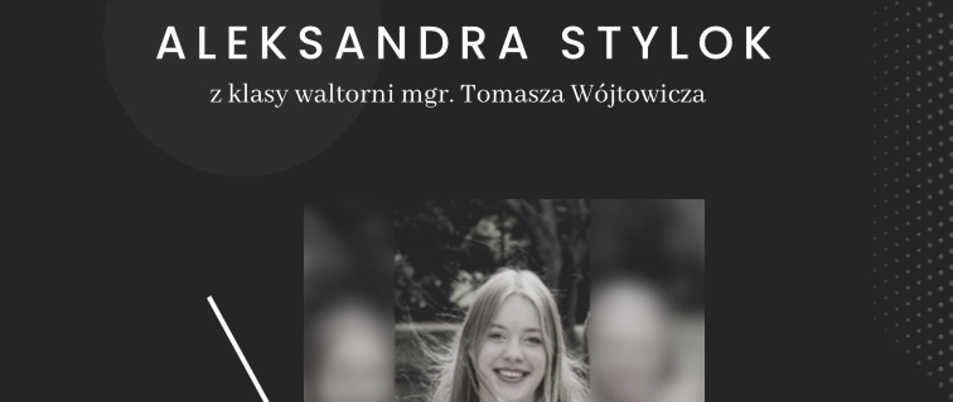 Plakat informacyjny dotyczący Recitalu Dyplomowego Aleksandry Stylok odbywający się w dniu 01.06.2024 r. o godz. 18.00.