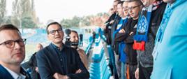 Premier Mateusz Morawiecki podczas spotkania na stadionie Klubu Sportowego Ruch Chorzów.