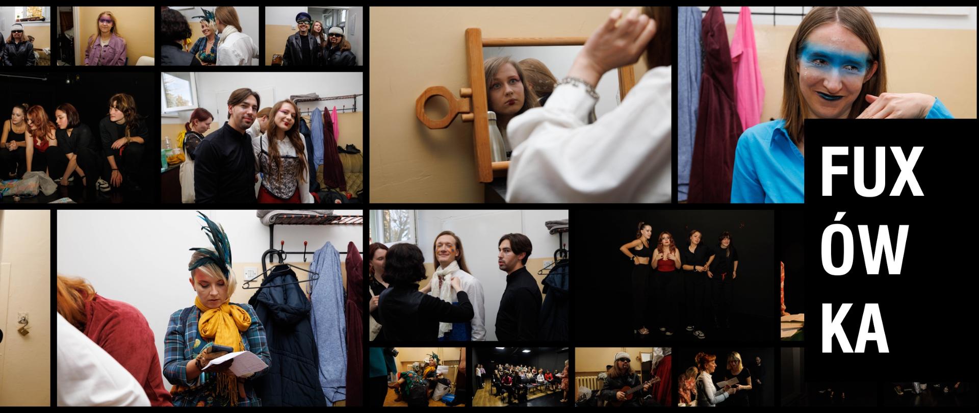 Kolaż zdjęć przedstawiający wydarzenie pn. Fuksówka w Studium Animatorów Kultury w Kaliszu.