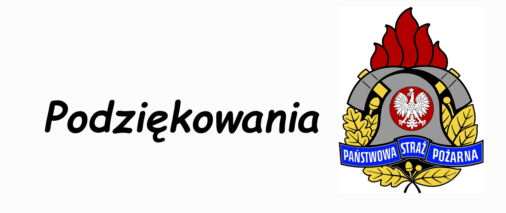 Napis podziękowania z logiem psp