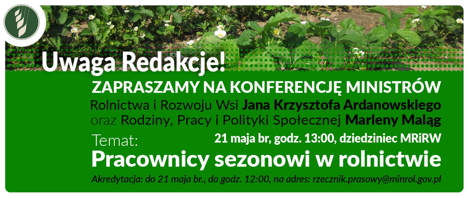 baner z zaproszeniem na konferencję prasową w dniu 21.05