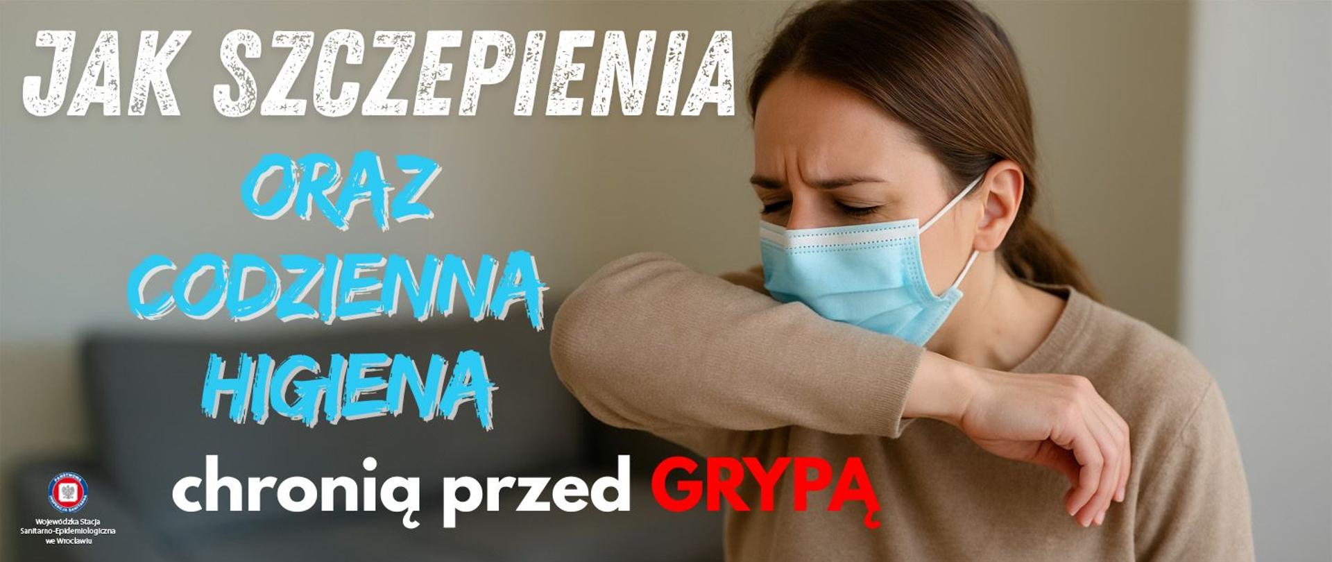 zdjęcie osoby kichającej w zgięcie łokcia (pokazujące prawidłowy sposób)