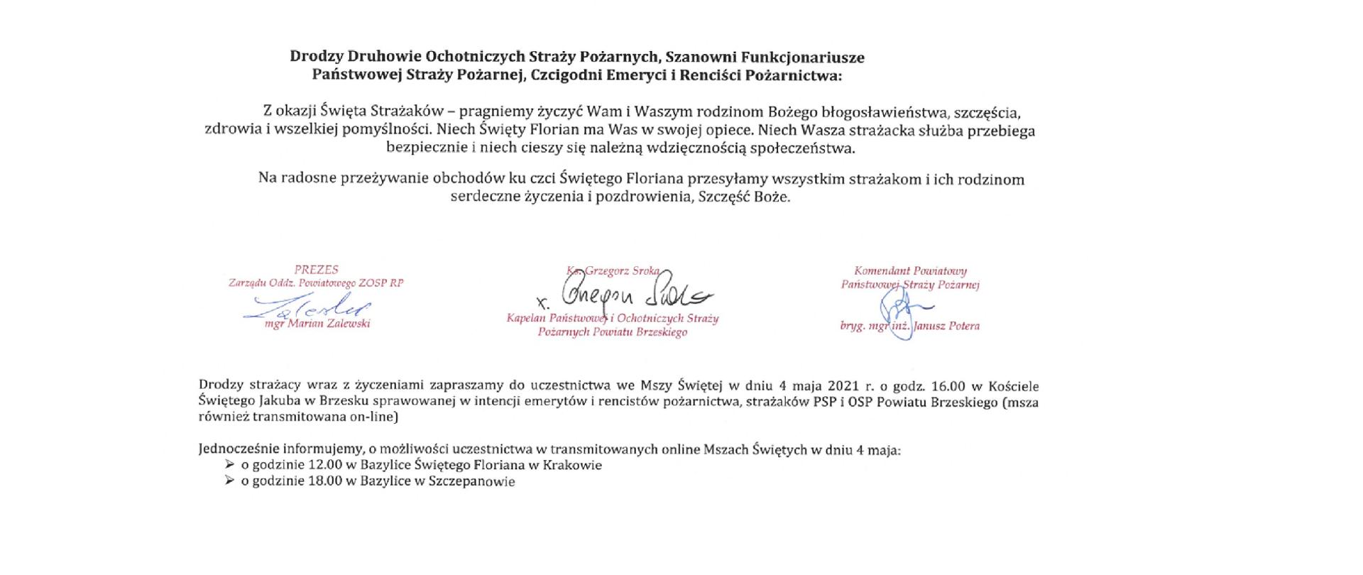 Życzenia z okazji Dnia Strażaka