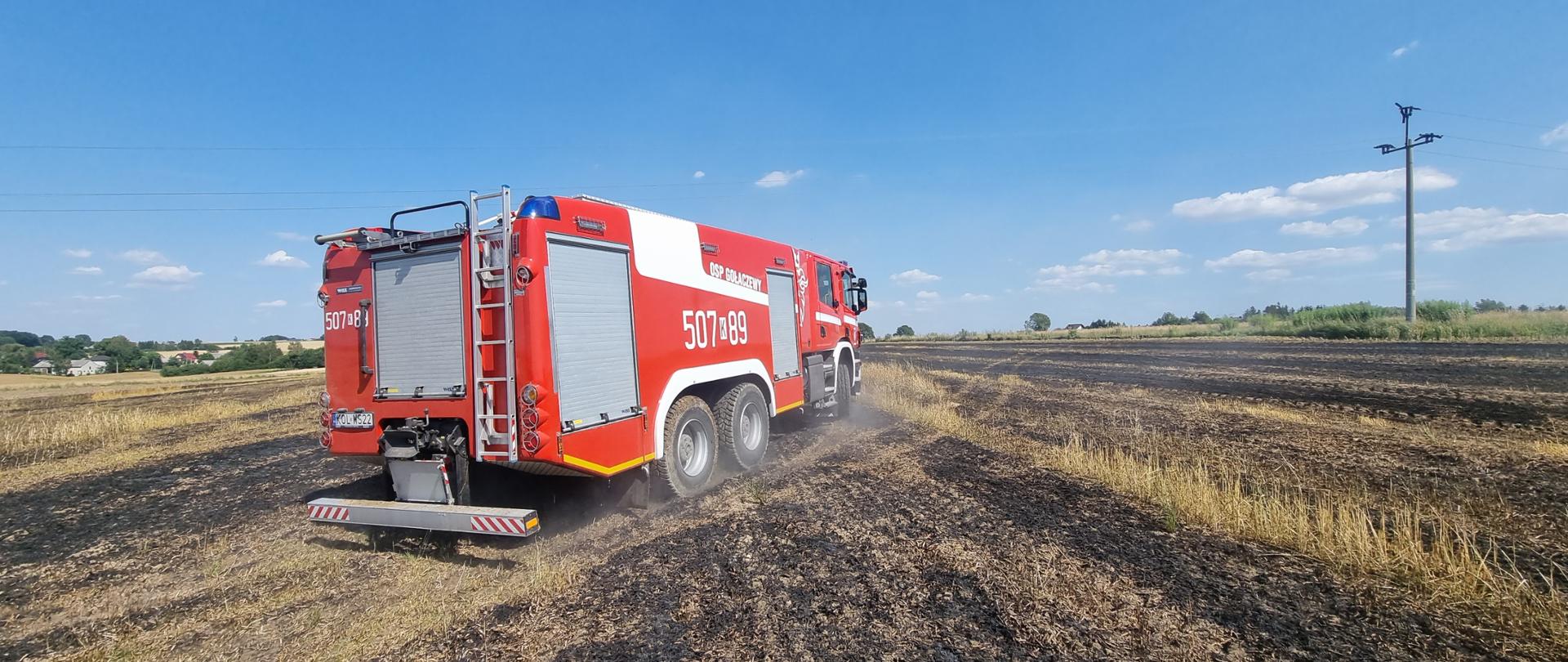 Pożar zboża w Łobzowie