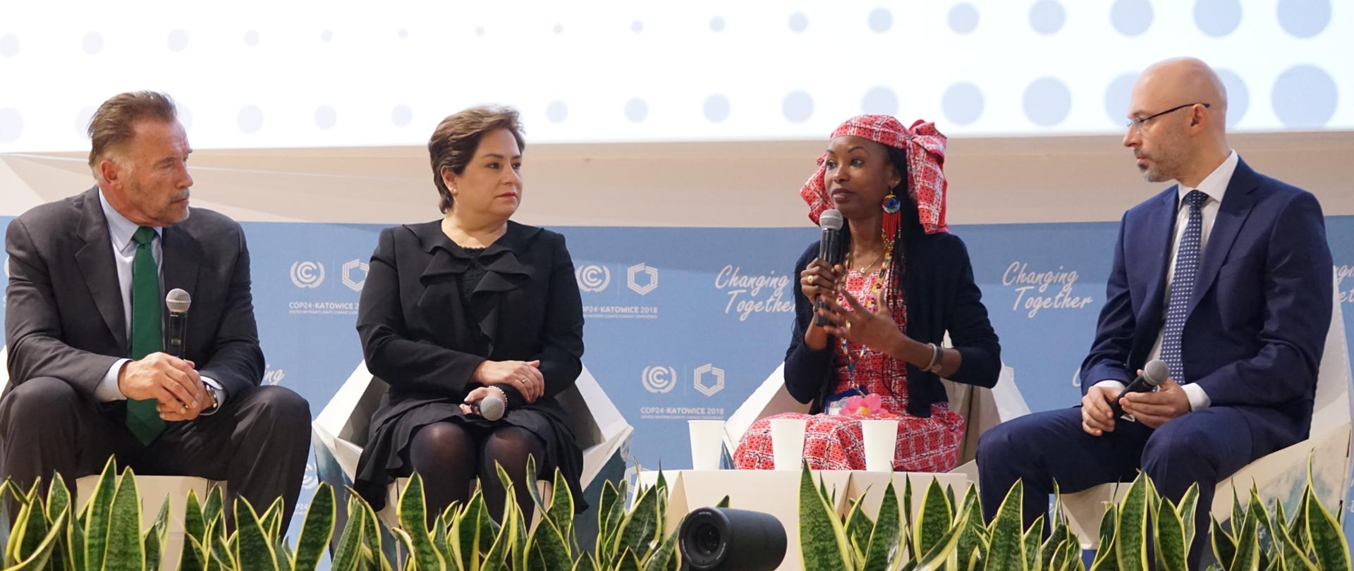 Arnold Schwarzenegger, Patricia Espinosa, Hindou Ibrahim i Michał Kurtyka