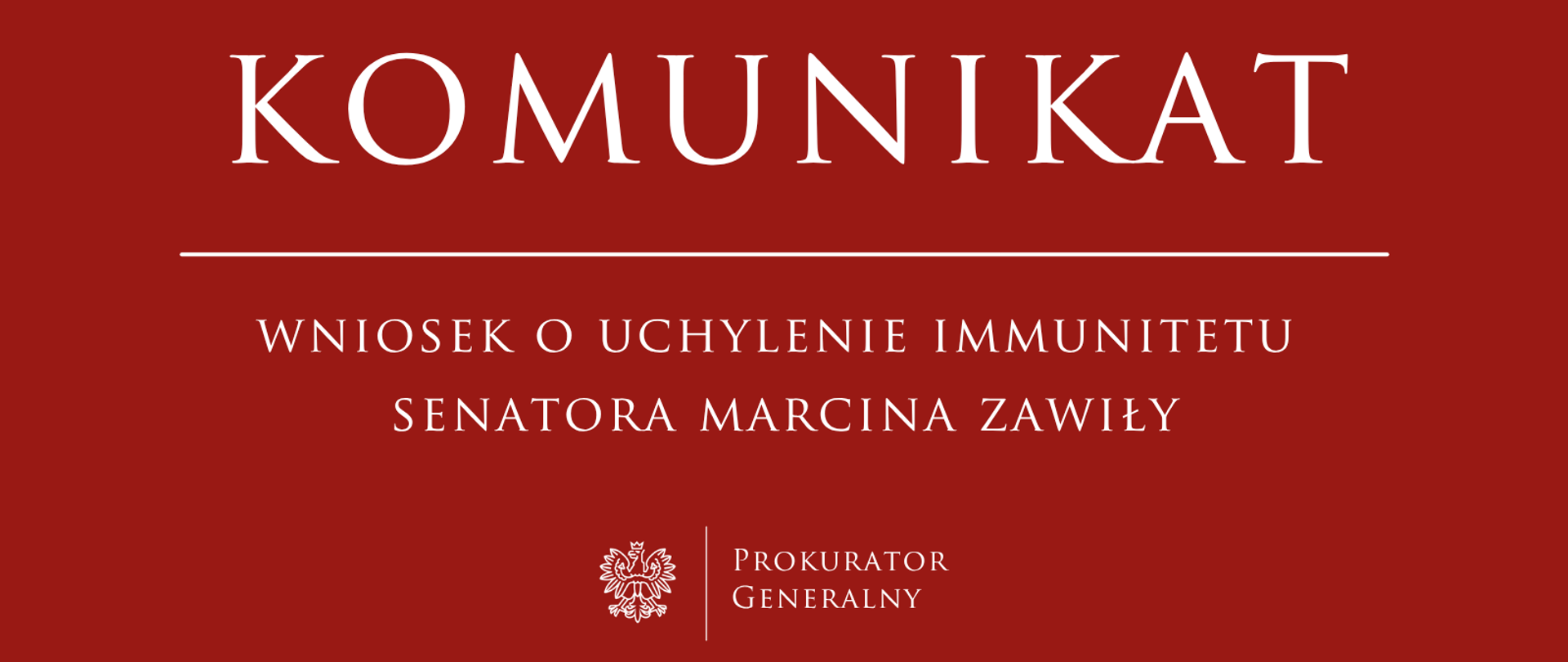 Wniosek o uchylenie immunitetu wobec senatora Marcina Zawiły
