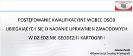 Zdjęcie prezentacji ze szkolenia dla członków Komisji kwalifikacyjnej do spraw uprawnień zawodowych