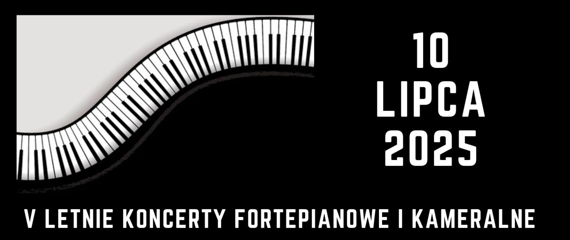 Grafika przedstawiająca biało-czarną klawiaturę fortepianu w formie fali, na czarnym tle. Białymi literami data wydarzenia. 