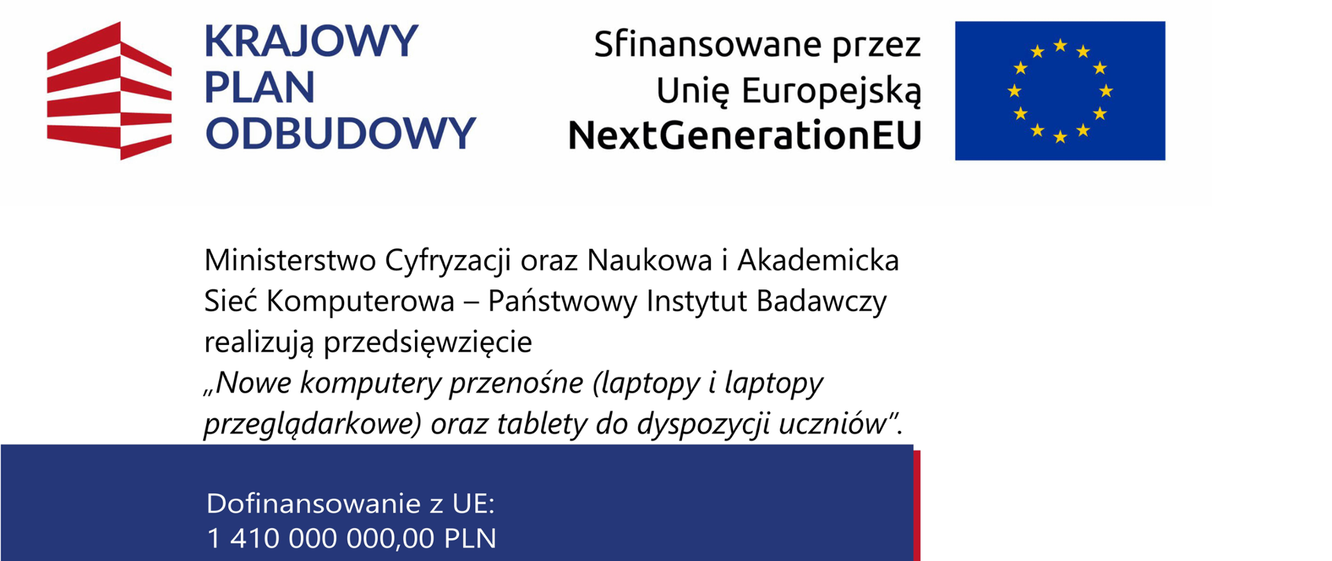 Plakat informacyjny Programu "Nowe komputery przenośne oraz tablety do dyspozycji uczniów"