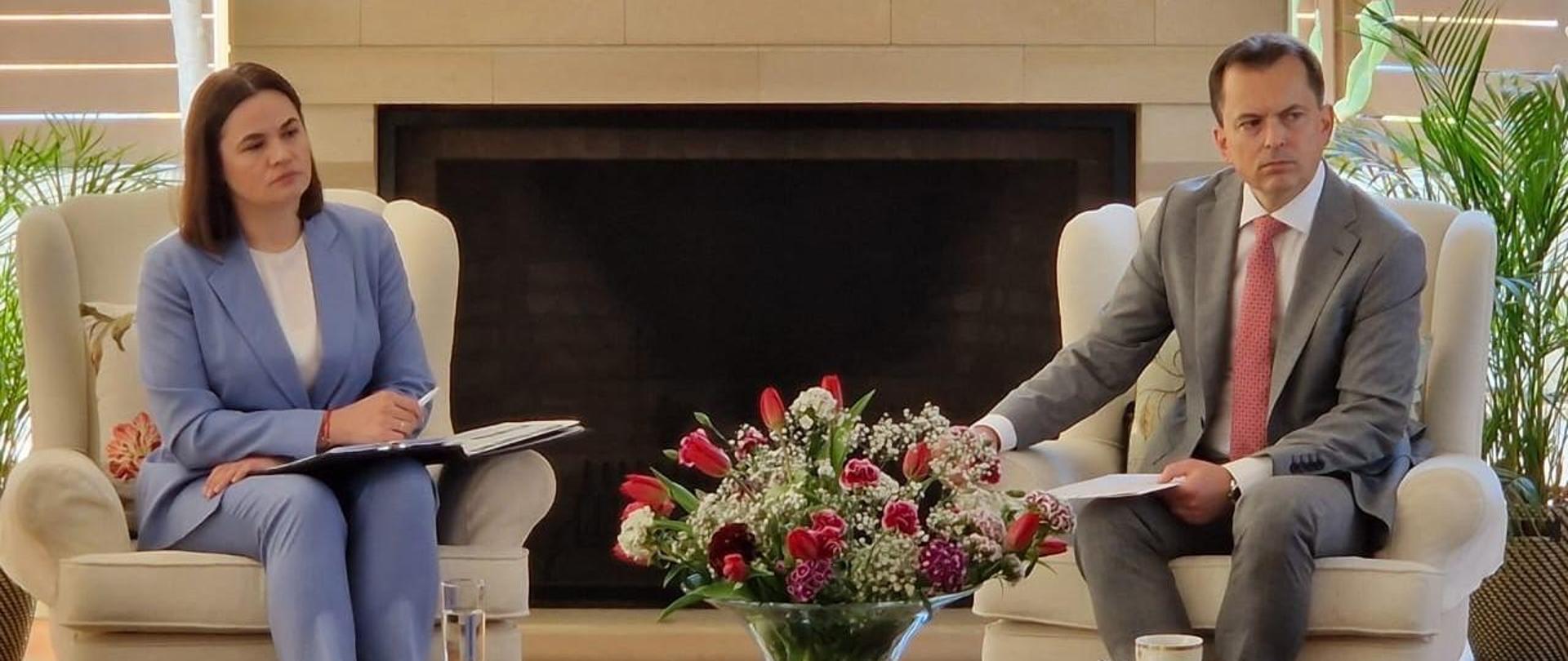 Svetlana Cichanuska oraz Ambasador RP, Marek Szczepanowski 