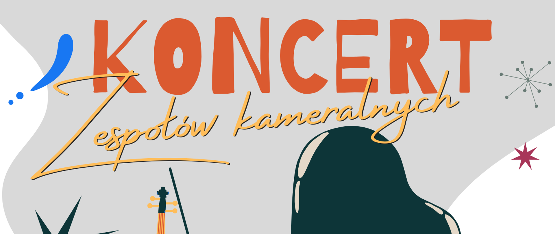 Plakat informacyjny dotyczący koncertu zespołów kameralnych odbywającego się w dniu 22.01.2024 r. o godz. 16.00.