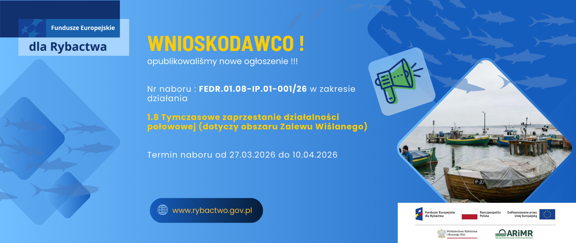 Fundusze Europejskie dla Rybactwa - ogłoszenie o naborze
