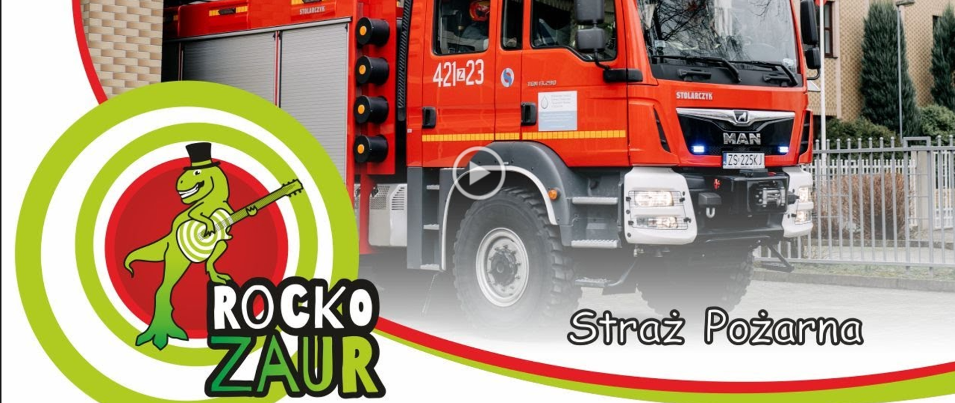 Grafika wprowadzająca do klipu o strażakach