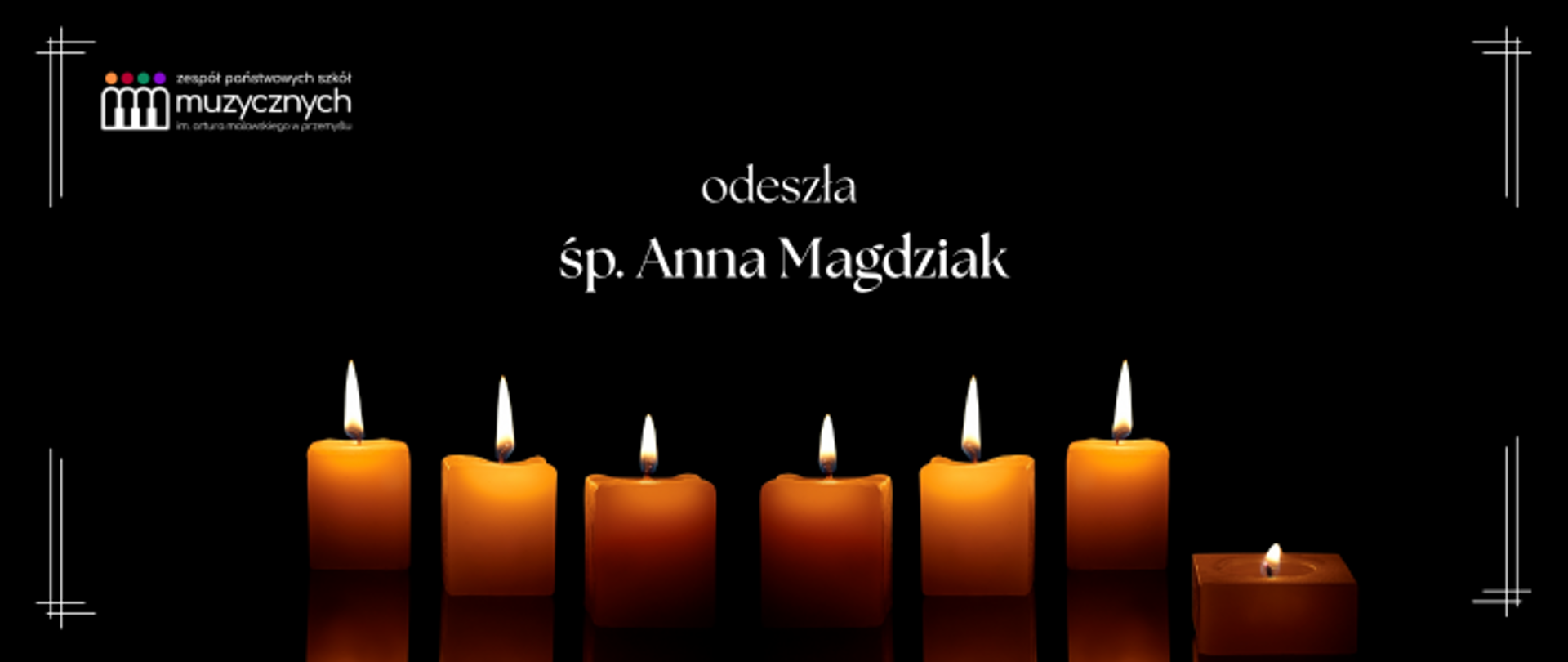 Grafika przedstawiająca świece i informacje o śmierci Anny Magdziak