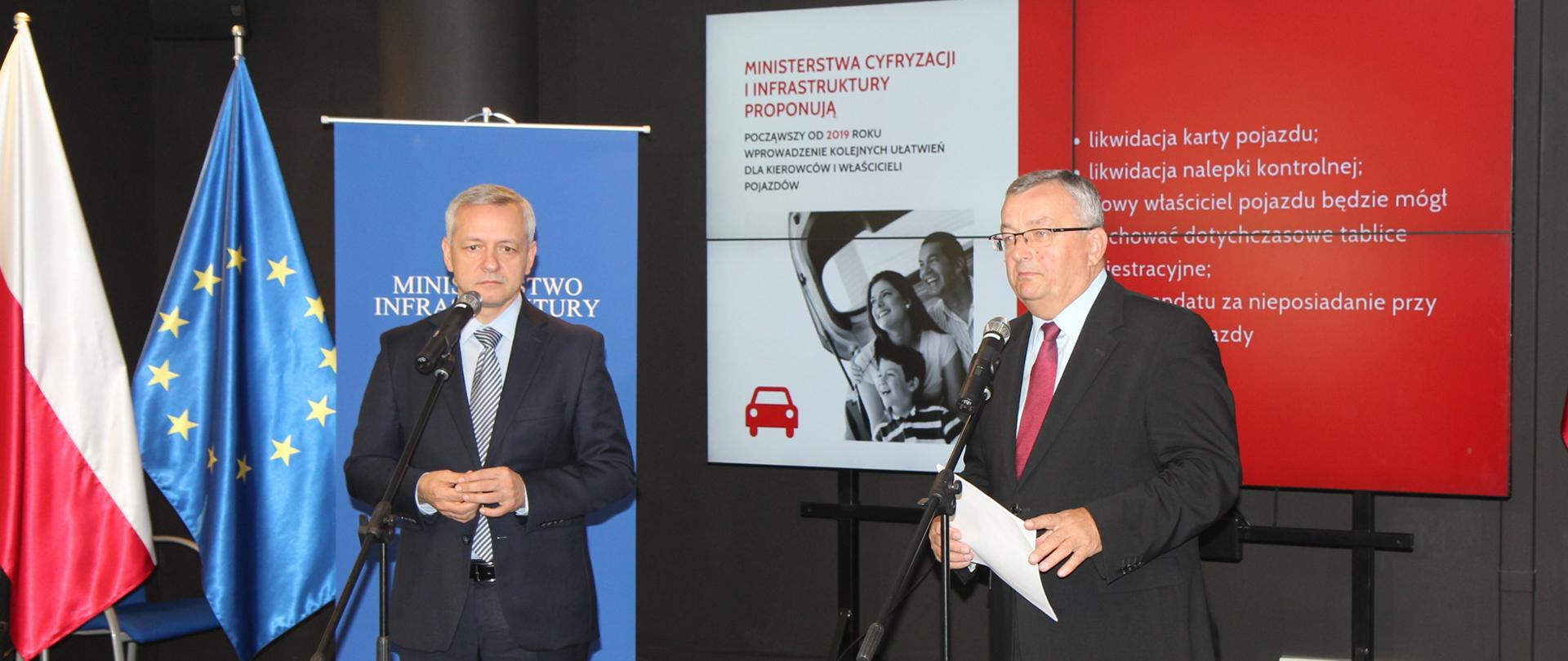 Konferencja ministra infrastruktury Andrzeja Adamczyka i ministra cyfryzacji Marka Zagórskiego