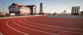 Ośrodek szkolenia KW PSP Toruń z siedzibą w Łubiance - widok od strony boiska sportowego