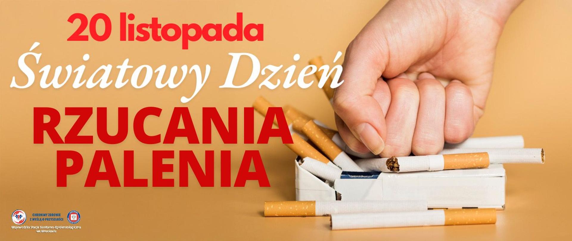 Pięść miażdżąca paczkę papierosów