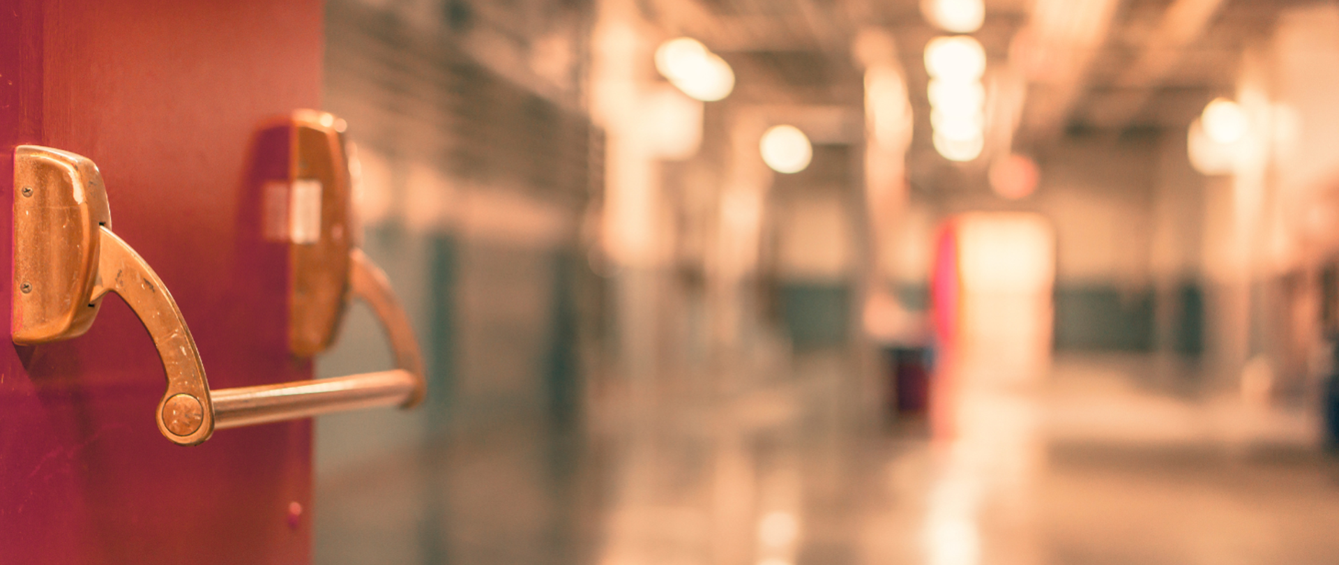 Drzwi od obiektu - w tle zamazane tło wnętrza