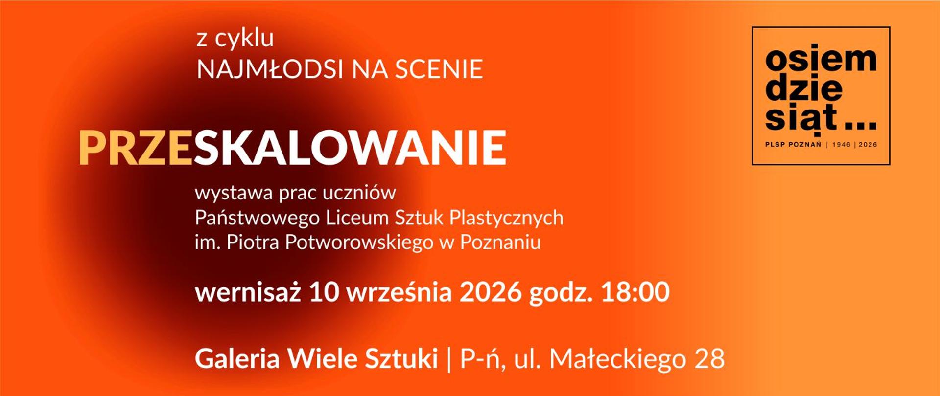 Baner z pomarańczowym tłem i informacją o wernisażu Przeslalowanie