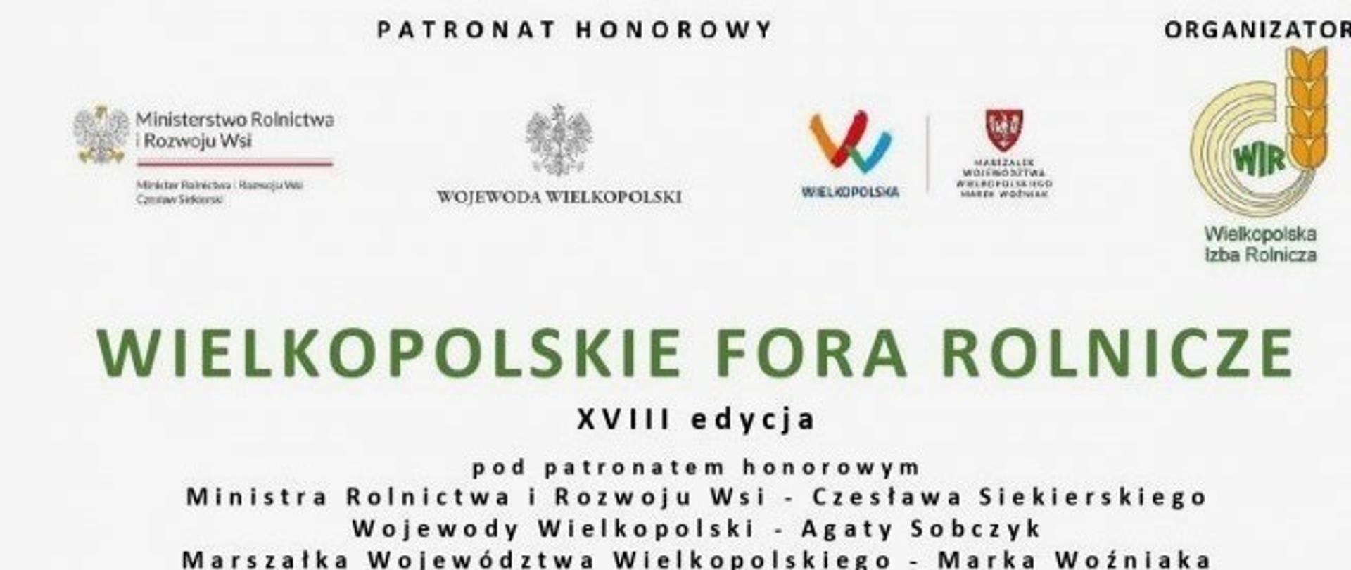 Baner informujący o wydarzeniu Wielkopolskie Fora Rolnicze 2025 - XVIII edycja